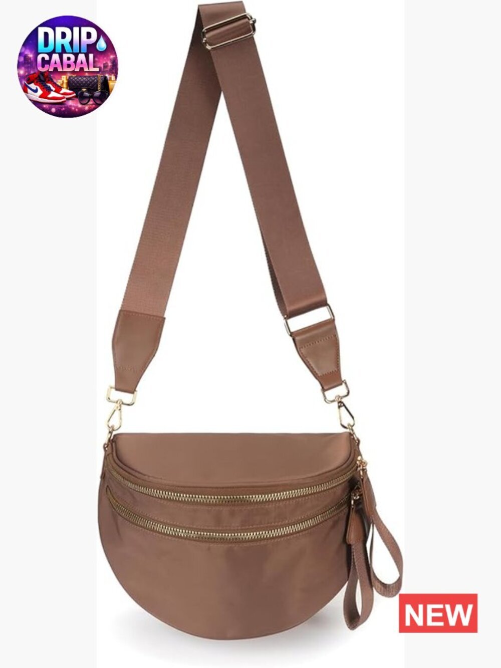 Oversized Crossbody Bum Bag with Water-Resistant Nylon and Adjustable Strap